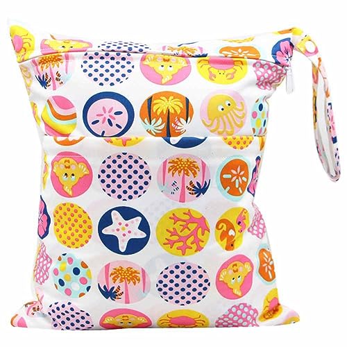 SHTGOI Baby Windeltaschen Nasstaschen Nasse und Trocken Wickeltasche Stoffwindeln Taschen Aufhängen Wetbag mit doppeltem Reißverschluss Wasserdicht Waschbar Organiser für Baby Reisen Unterwegs 4# von SHTGOI