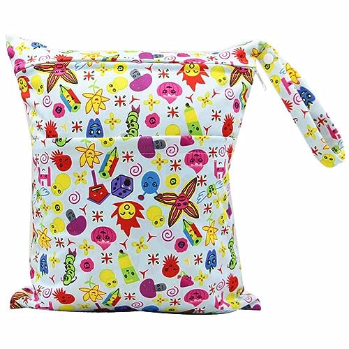 SHTGOI Baby Windeltaschen Nasstaschen Nasse und Trocken Wickeltasche Stoffwindeln Taschen Aufhängen Wetbag mit doppeltem Reißverschluss Wasserdicht Waschbar Organiser für Baby Reisen Unterwegs 8# von SHTGOI