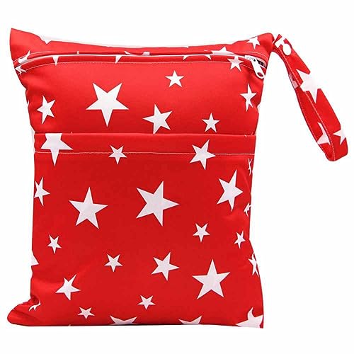 SHTGOI Baby Windeltaschen Nasstaschen Stoffwindeln Taschen Nasse und Trocken Wickeltasche Aufhängen Wetbag mit doppeltem Reißverschluss Wasserdicht Waschbar Organiser für Baby Reisen Unterwegs 20# von SHTGOI