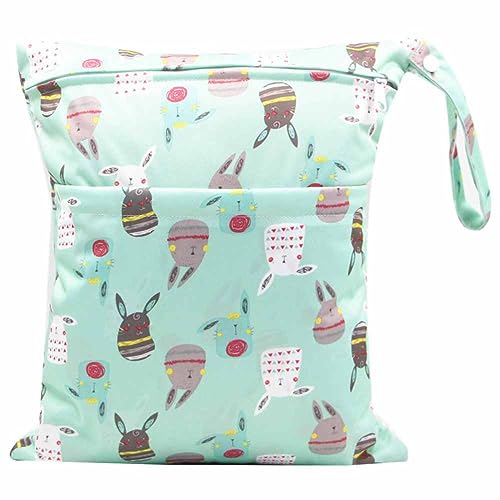 SHTGOI Baby Windeltaschen Nasstaschen Stoffwindeln Taschen Nasse und Trocken Wickeltasche Aufhängen Wetbag mit doppeltem Reißverschluss Wasserdicht Waschbar Organiser für Baby Reisen Unterwegs 32# von SHTGOI