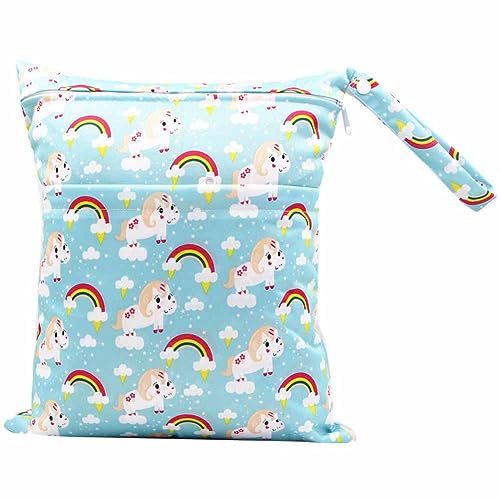 SHTGOI Baby Windeltaschen Nasstaschen Stoffwindeln Taschen Nasse und Trocken Wickeltasche Aufhängen Wetbag mit doppeltem Reißverschluss Wasserdicht Waschbar Organiser für Baby Reisen Unterwegs 4# von SHTGOI