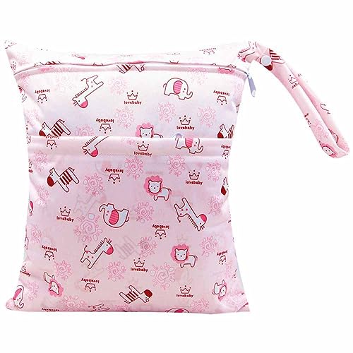 SHTGOI Baby Windeltaschen Nasstaschen Stoffwindeln Taschen Nasse und Trocken Wickeltasche Aufhängen Wetbag mit doppeltem Reißverschluss Wasserdicht Waschbar Organiser für Baby Reisen Unterwegs 9# von SHTGOI