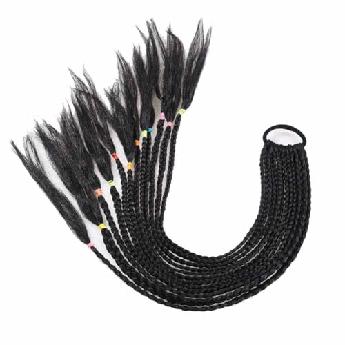 SHTGOI Bunt Haarsträhnen 12 Strähnen Geflochtenes Haar Haarverlängerung mit Gummiband 60cm Lange Farbige Zopf Dirty Braid Farbverlauf Haarteil Extension für Mädchen Frauen Party Foto (Mehrfarbig) von SHTGOI