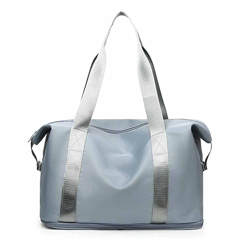 SHTGOI Damen Reisetasche Sporttasche mit Nassfach Unten erweiterbare 12cm Fitnesstasche Kleine Wasserdicht Schwimmtasche Handgepäck Weekender für Sport Reisen Schwimmen Wandern Camping Hellblau von SHTGOI