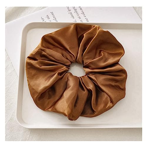 SHTGOI Damen Scrunchie Seiden Haargummies Elastische Haarbänder Pferdeschwan Haar Gummibänder Haar-Ringe Schlafen Haarband mit starkem Halt Haarschmuck für langes mittleres Haar 2pcs Braun von SHTGOI