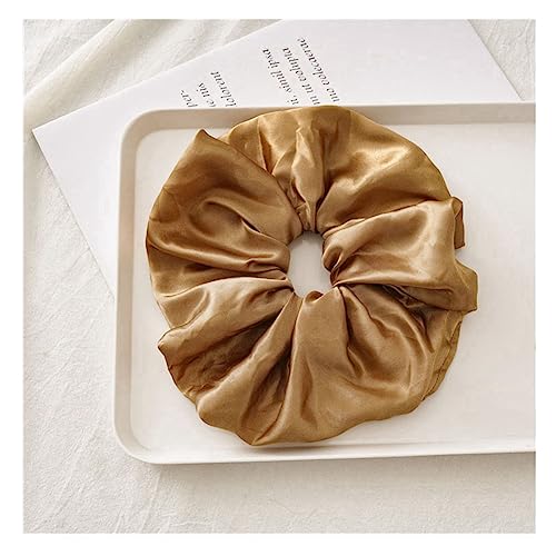 SHTGOI Damen Scrunchie Seiden Haargummies Elastische Haarbänder Pferdeschwan Haar Gummibänder Haar-Ringe Schlafen Haarband mit starkem Halt Haarschmuck für langes mittleres Haar 2pcs Heller Curry von SHTGOI