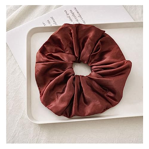 SHTGOI Damen Scrunchie Seiden Haargummies Elastische Haarbänder Pferdeschwan Haar Gummibänder Haar-Ringe Schlafen Haarband mit starkem Halt Haarschmuck für langes mittleres Haar 2pcs Rotbraun von SHTGOI