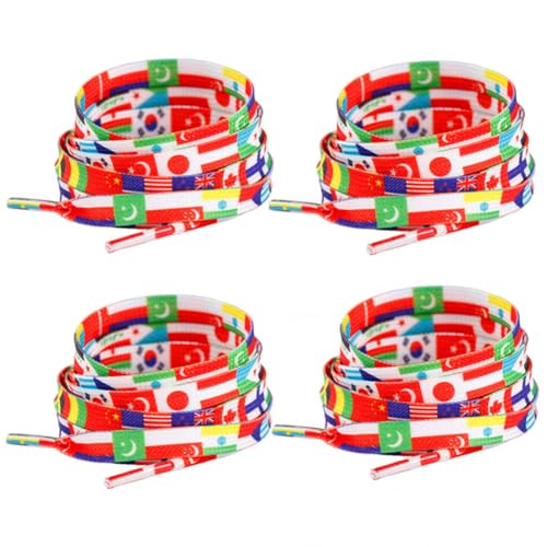 SHTGOI Schnürsenkel 4 Paar flache Schuhbänder bedruckte schnürung laces sneaker shoelaces shoelace schuhband für Sneaker turnschuhe Sportschuhe Basketballschuhe Freizeitschuhe Kinder Erwachsene von SHTGOI