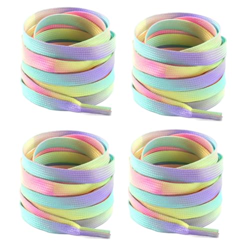 SHTGOI Schnürsenkel 4 Paar flache Schuhbänder bedruckte schnürung laces sneaker shoelaces shoelace schuhband für Sneaker turnschuhe Sportschuhe Basketballschuhe Freizeitschuhe Kinder Erwachsene von SHTGOI