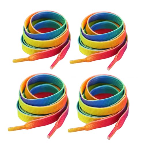SHTGOI Schnürsenkel 4 Paar flache Schuhbänder bedruckte schnürung laces sneaker shoelaces shoelace schuhband für Sneaker turnschuhe Sportschuhe Basketballschuhe Freizeitschuhe Kinder Erwachsene von SHTGOI