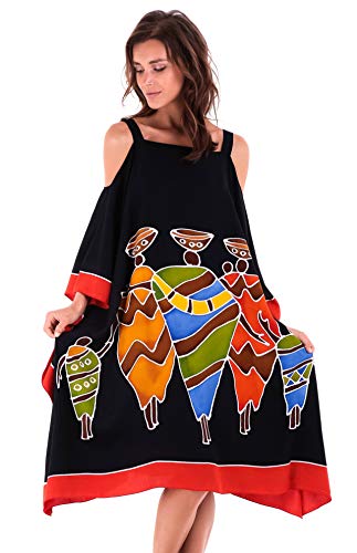 SHU-SHI Damen Caftan Poncho Tribal Tunika Bademode Überzug - schwarz - Einheitsgröße von SHU-SHI