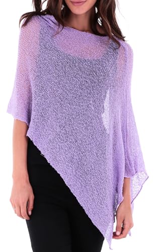 SHU-SHI - Damen Poncho-Top - transparent - leichtes Strickmaterial - EinheitsgröÃŸe - Lavendelfarben von SHU-SHI