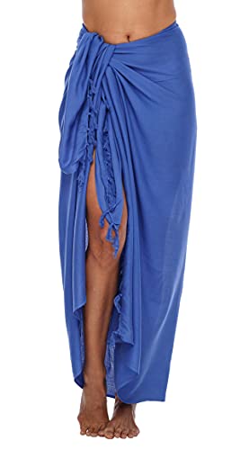SHU-SHI - Damen Sarong/Pareo für den Strand - zum Tragen über Badeanzügen - EinheitsgröÃŸe - Azurblau von SHU-SHI