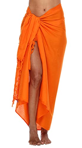 SHU-SHI - Damen Sarong/Pareo für den Strand - zum Tragen über Badeanzügen - Einheitsgröße - Orange von SHU-SHI