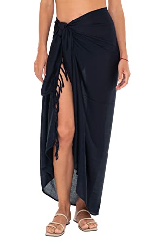 SHU-SHI - Damen Sarong/Pareo für den Strand - zum Tragen über Badeanzügen - Einheitsgröße - Schwarz von SHU-SHI