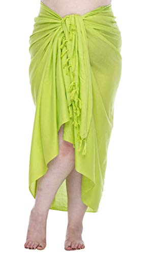 SHU-SHI - Damen Sarong mit Kokosnuss-Verschluss - Pareo zum Überziehen am Strand - einfarbig - Übergröße - Limettengrün von SHU-SHI