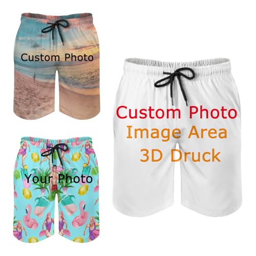 SHUIBIAN 3D Druck Logodruck Eigenes Foto Custom Personalisierte Herren Badehose Badeshorts Schnell Trocknend Boardshorts Freizeit Short Schwimmhose mit Meshfutter von SHUIBIAN