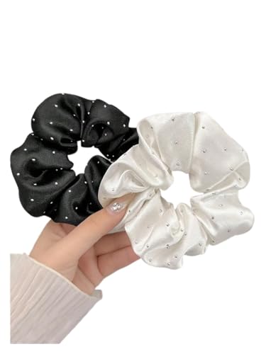 1/3 Stück modische Haargummis mit Kristallpunkten, Haarring für Damen und Mädchen, Party, Pferdeschwanz-Halter, Haar-Zubehör (2 Stück in zwei Farben) von SHUIXIAYUE