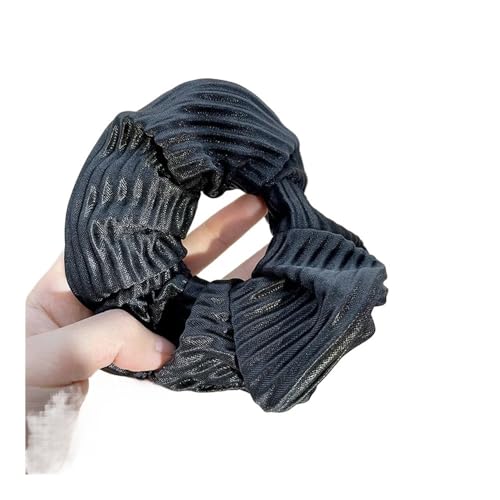 1 x einfarbiger, schlichter Temperament, gestreift, plissiert, Schweine-Darm-Haarring, weiblicher Hochsinns-Darmring (schwarz) von SHUIXIAYUE