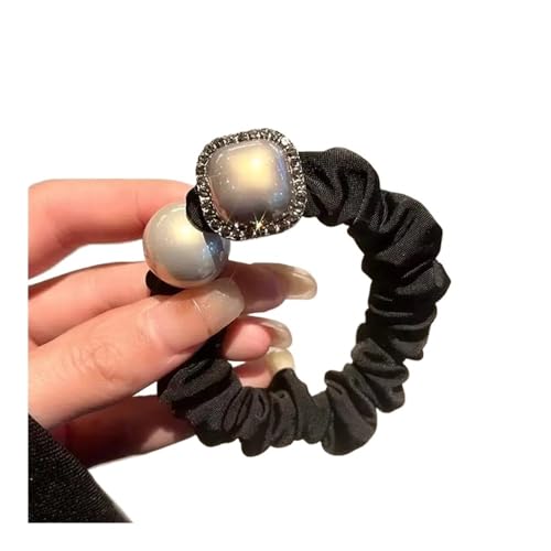 1 x stilvolles Kunstperlen-Haarband mit schimmernden Strasssteinen für Damen, flexibler Haargummi für Pferdeschwanz, neues Kopfschmuck-Accessoire. (Quadratisch S) von SHUIXIAYUE
