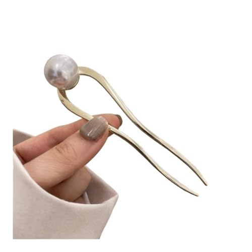 Perlen-Haarnadeln, U-förmige Metallmuschel-Haarspange, Haarnadeln, für Damen und Mädchen, Haarstyling-Zubehör (schwarz mit Pistolenplattierung) von SHUIXIAYUE