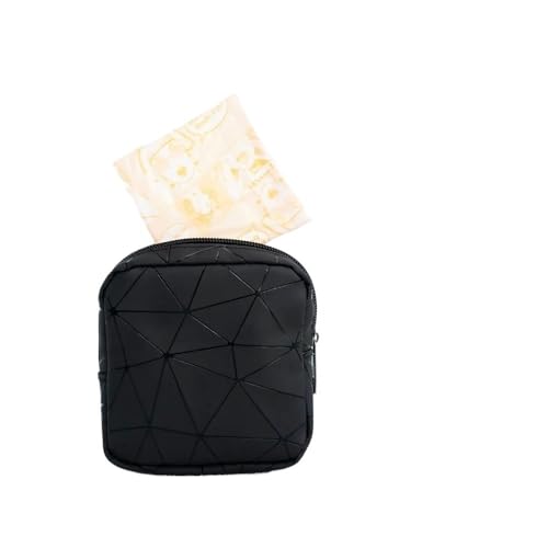 SHUIXIAYUE 2 Stück Damenbinden Aufbewahrungstasche PU Wasserdicht Tragbare Aufbewahrungstasche Münze Lippenstift Kosmetiktasche (Schwarz) von SHUIXIAYUE