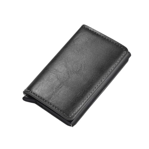 SHUIXIAYUE Anti-Diebstahl-Bürste, ultradünn, Kreditkartenetui aus Aluminiumlegierung, Kartenhalter aus Metall, für Herren mit mehreren Steckplätzen, Schwarz , Einheitsgröße von SHUIXIAYUE