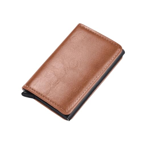 SHUIXIAYUE Anti-Diebstahl-Bürste, ultradünn, Kreditkartenetui aus Aluminiumlegierung, Kartenhalter aus Metall, für Herren mit mehreren Steckplätzen, hellbraun, Einheitsgröße von SHUIXIAYUE