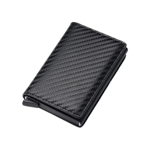 SHUIXIAYUE Anti-Diebstahl-Bürste, ultradünn, Kreditkartenetui aus Aluminiumlegierung, Kartenhalter aus Metall, für Herren mit mehreren Steckplätzen, schwarz (karbonfaser-design), Einheitsgröße von SHUIXIAYUE