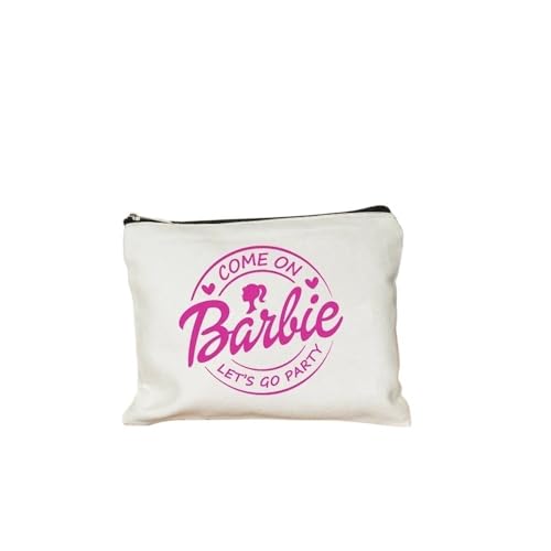 SHUIXIAYUE Come on Barbie Cartoon Print Damen Make-up Tasche Leinwand Bleistift Tasche Brieftasche Student Bleistift Tasche Toilettenbeutel Wiederverwendbares Geschenk, 2, 22cmX18cm von SHUIXIAYUE