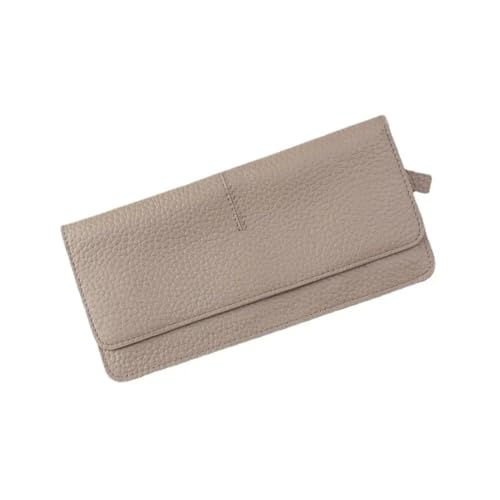 SHUIXIAYUE Damen-Geldbörse aus echtem Leder, modisch, einfarbig, multifunktional, Rindsleder, lange Damengeldbörse, Reißverschluss, Kartenhalter, grau, Einheitsgröße von SHUIXIAYUE