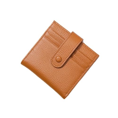 SHUIXIAYUE Echtes Leder Frauen Blockierung Ultradünne Mini Kurze Geldbörse Kleine Damen Zweifach Geldbörse mit 9 Kartenfächern, 1 Münzfach, Orange, Einheitsgröße von SHUIXIAYUE