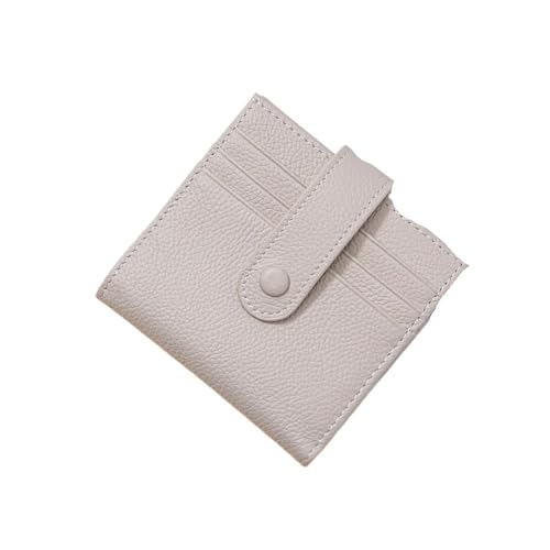SHUIXIAYUE Echtes Leder Frauen Blockierung Ultradünne Mini Kurze Geldbörse Kleine Damen Zweifach Geldbörse mit 9 Kartenfächern, 1 Münzfach, beige, Einheitsgröße von SHUIXIAYUE