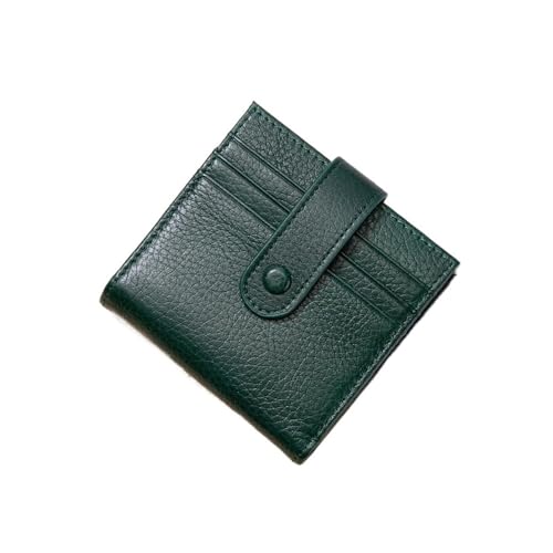 SHUIXIAYUE Echtes Leder Frauen Blockierung Ultradünne Mini Kurze Geldbörse Kleine Damen Zweifach Geldbörse mit 9 Kartenfächern, 1 Münzfach, dunkelgrün, Einheitsgröße von SHUIXIAYUE