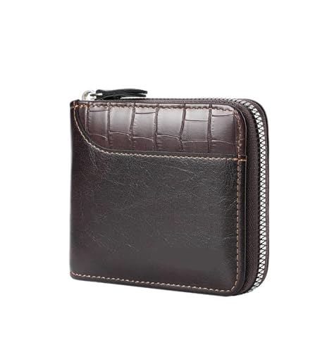 SHUIXIAYUE Herren-Geldbörse aus Leder, luxuriös, mit Reißverschluss, Kartenhalter mit Münzfach, coffee, Einheitsgröße von SHUIXIAYUE