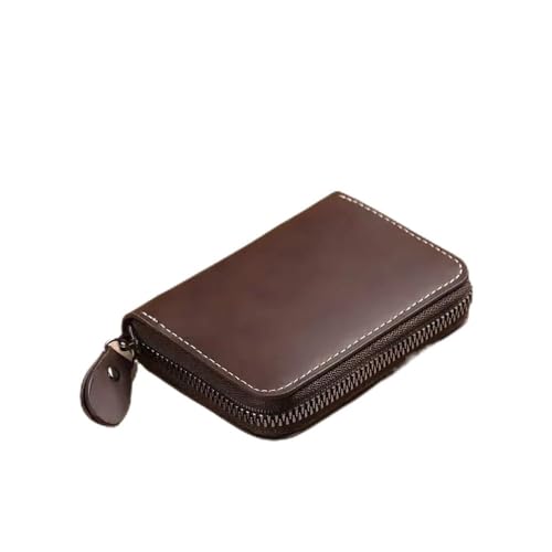 SHUIXIAYUE Kreditkartenetui mit 14/20 Fächern, schmal, echtes Leder, mit Reißverschluss, Ausweisfach, Münzgeldbörse, coffee, Einheitsgröße von SHUIXIAYUE