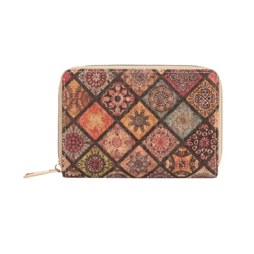 SHUIXIAYUE Retro-bedruckte Damen-Geldbörse, kurze Geldbörse, Reißverschluss, tragbare PU-Leder-Kartentasche, multifunktionaler Kartenschlitz, Damen-Karten-Set, Zero Wallet, Qb399-baihuagrid von SHUIXIAYUE