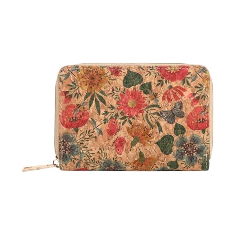 SHUIXIAYUE Retro-bedruckte Damen-Geldbörse, kurze Geldbörse, Reißverschluss, tragbare PU-Leder-Kartentasche, multifunktionaler Kartenschlitz, Damen-Karten-Set, Zero Wallet, Qb399-butterflyflowe von SHUIXIAYUE