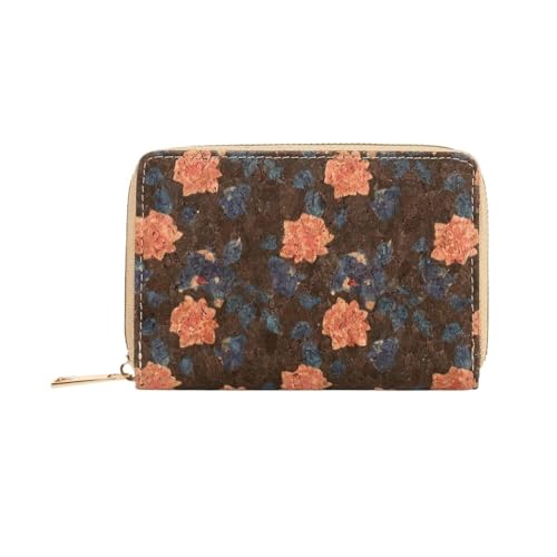 SHUIXIAYUE Retro-bedruckte Damen-Geldbörse, kurze Geldbörse, Reißverschluss, tragbare PU-Leder-Kartentasche, multifunktionaler Kartenschlitz, Damen-Karten-Set, Zero Wallet, Qb399-rosesinbloom von SHUIXIAYUE