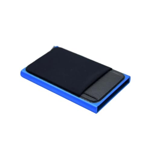 SHUIXIAYUE Schlanke Aluminium-Geldbörse mit elastischer Rückseite, Ausweis-/Kreditkartenhalter, Mini-Geldbörse, automatisches Pop-Up-Bankkartenetui, dunkelblau, Einheitsgröße von SHUIXIAYUE