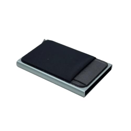 SHUIXIAYUE Schlanke Aluminium-Geldbörse mit elastischer Rückseite, Ausweis-/Kreditkartenhalter, Mini-Geldbörse, automatisches Pop-Up-Bankkartenetui, grau, Einheitsgröße von SHUIXIAYUE