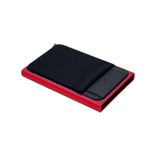 SHUIXIAYUE Schlanke Aluminium-Geldbörse mit elastischer Rückseite, Ausweis-/Kreditkartenhalter, Mini-Geldbörse, automatisches Pop-Up-Bankkartenetui, rot, Einheitsgröße von SHUIXIAYUE