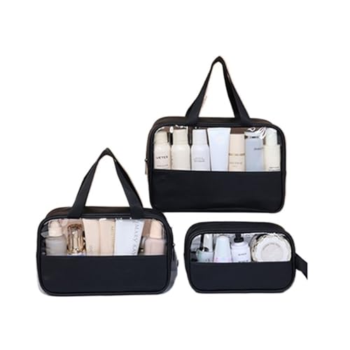 SHUIXIAYUE Tragbare Reise-Kosmetiktasche Transparente Kosmetiktasche für Frauen Große Kapazität Badezimmer Waschtasche Multifunktionale wasserdichte Tasche, Schwarz m., Taglia Unica von SHUIXIAYUE