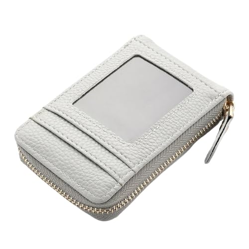 SHUIXIAYUE Unifarbene Geldbörse mit Litschi-Muster, kurze Geldbörse, Reißverschluss, Münzgeldbörse, Damen-Kreditkartenhalter, grau, Einheitsgröße von SHUIXIAYUE