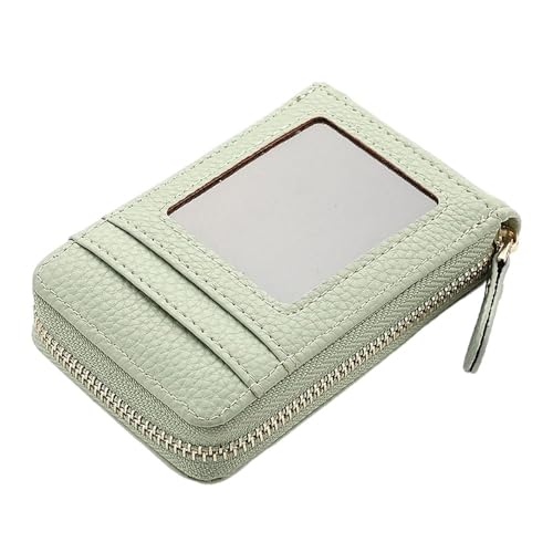 SHUIXIAYUE Unifarbene Geldbörse mit Litschi-Muster, kurze Geldbörse, Reißverschluss, Münzgeldbörse, Damen-Kreditkartenhalter, lichtgrün, Einheitsgröße von SHUIXIAYUE