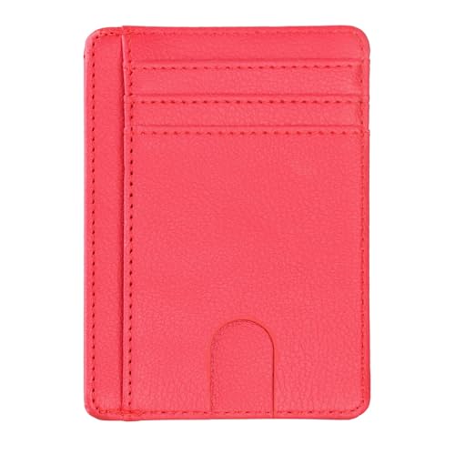 SHUIXIAYUE Visitenkartenetui aus echtem Leder, Premium-Rindsleder, mit mehreren Kartenfächern, schlanker Blockierer, Organizer für Männer und Frauen, Rote Asche, Einheitsgröße von SHUIXIAYUE