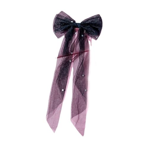 Tüll Perle Schleife Schleier Elegante Schleife Band Haarspange für Frauen Braut Hochzeit Kopfschmuck Weiß Mesh Kopfschmuck Mädchen Haarschmuck (02) von SHUIXIAYUE