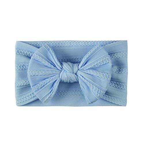 3-teiliges Set Stirnbänder Baby Mädchen Stretch Gestrickt Stirnband Haarband Schleife Haarband für Neugeborene Baby-Mädchen-Bögen Kopfbedeckung Elastische Haarbänder für Baby (d-Blue, One Size) von SHUIYUE