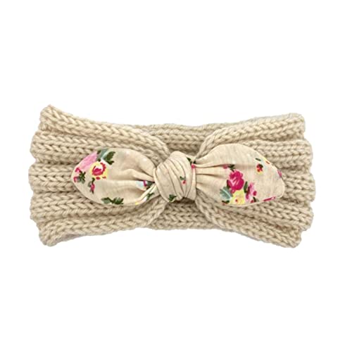 Baby Blumen Baby gestrickt Druck Bowknot Stirnband Mädchen Kleinkind Kopfbedeckung Haarband Babypflege Baby Haarspangen (C, One Size) von SHUIYUE