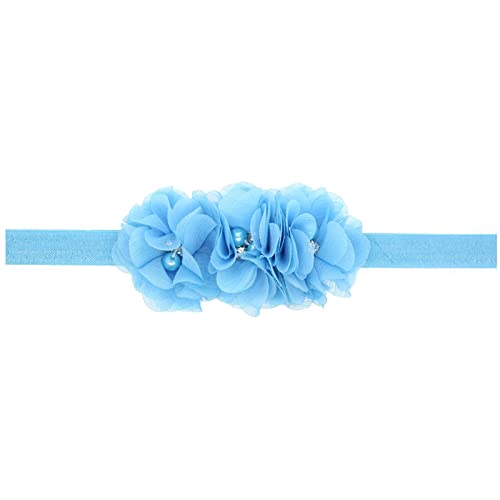 Blumen Stirnbänder Baby Mädchen Stirnband Haarband Schleife Haarband für Neugeborene Baby-Mädchen-Bögen Kopfbedeckung Elastische Haarbänder Geschenke (Blue, One Size) von SHUIYUE